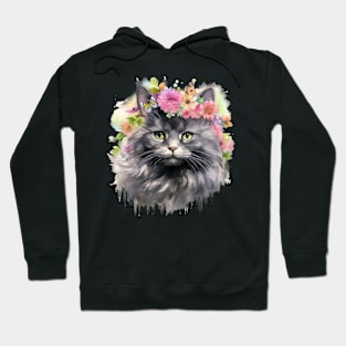 Persian Cat Flowers Water Color Cat Mom Mother's Day Gift Hoodie